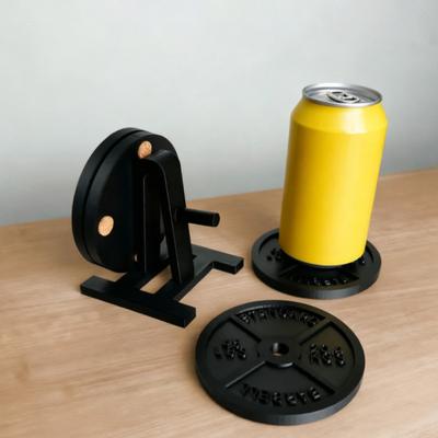 Weight Plate Coaster Set with Plate Design Coasters, Rack, Creative Barbell 45LBS Logo Drink Coasters, Personalized