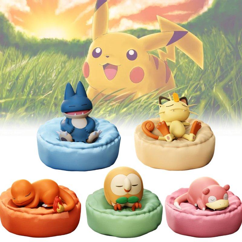 Slowpoke Snorlax Charmander Rowlet Meowth Toy Sleep Model Christmas Gift