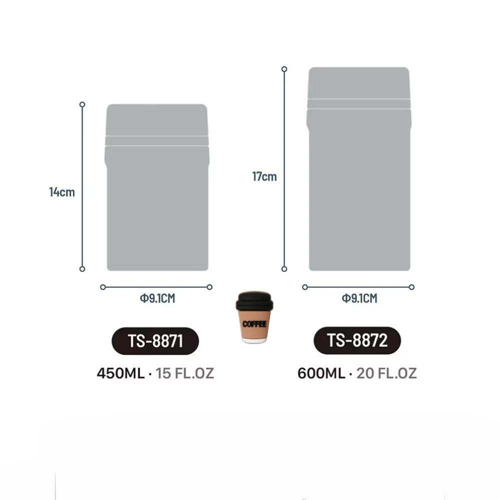 Tyeso 600ml Thermoses Stainless Steel Thermal Food Jar Vacuum Insulated Box Vacuum Flasks for Hot Cold Water Bottle Meals Unisex with Coffee Sticker