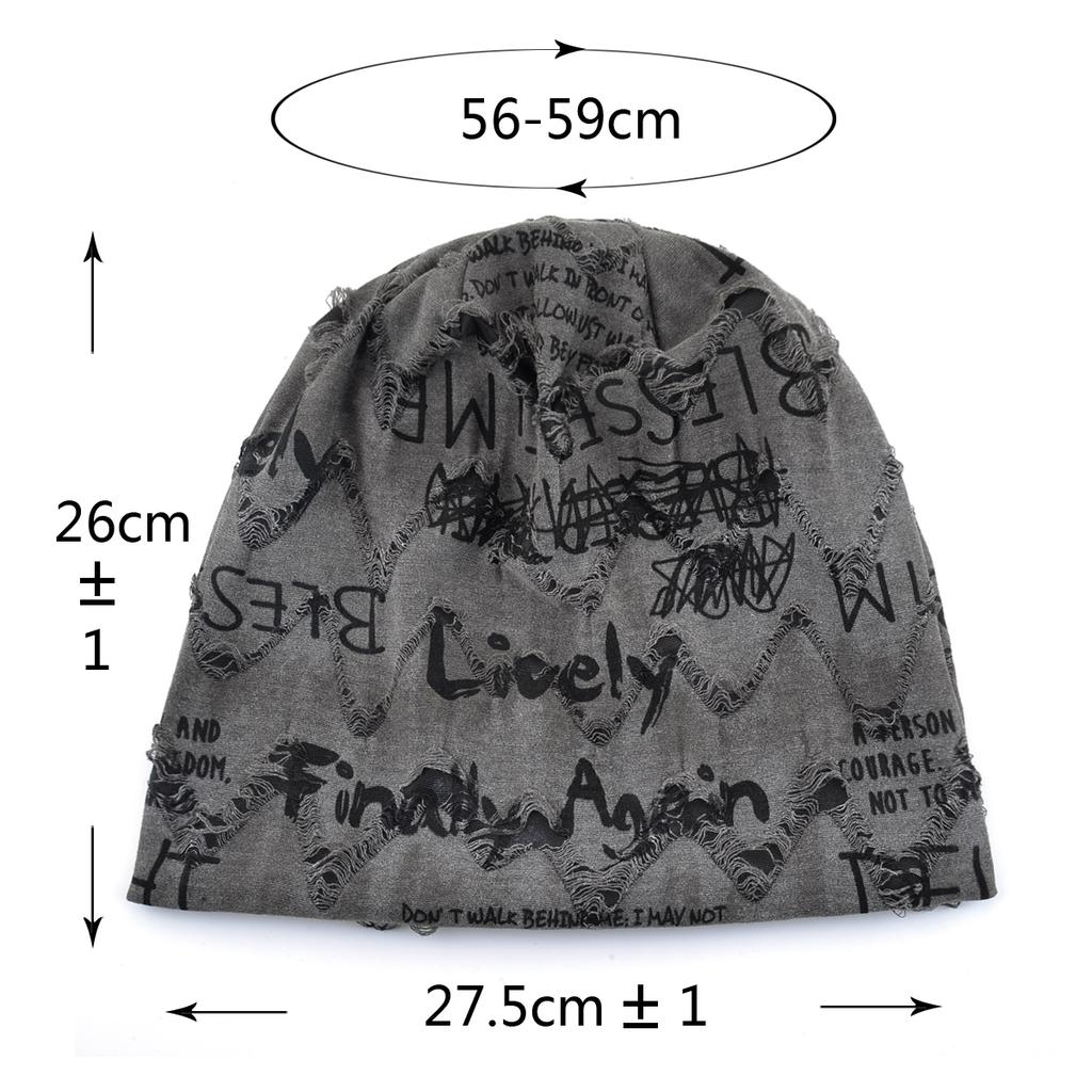 Letter Print Beanie Hats For Women Men Vintage Wasteland Style Spring Summer Warm Fleece-lined Winter