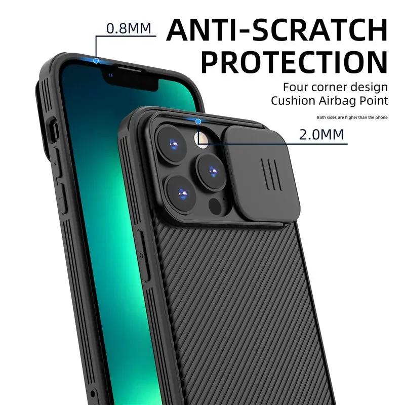 Slide Camera Lens Protection Magnetic Case for iPhone 15 13 12 14 Pro Max Plus For Magsafe Wireless Charging Soft Silicone Cover