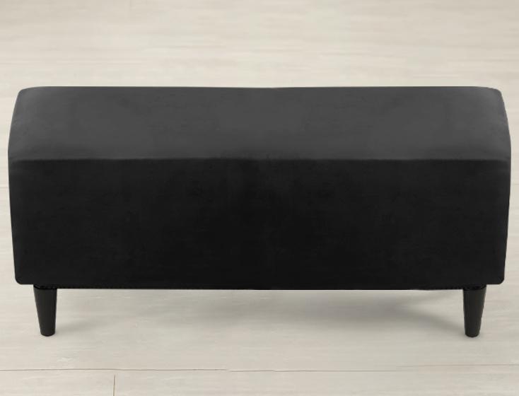 Cover For Double Bench, Footrest Pouf, Velvet, Black