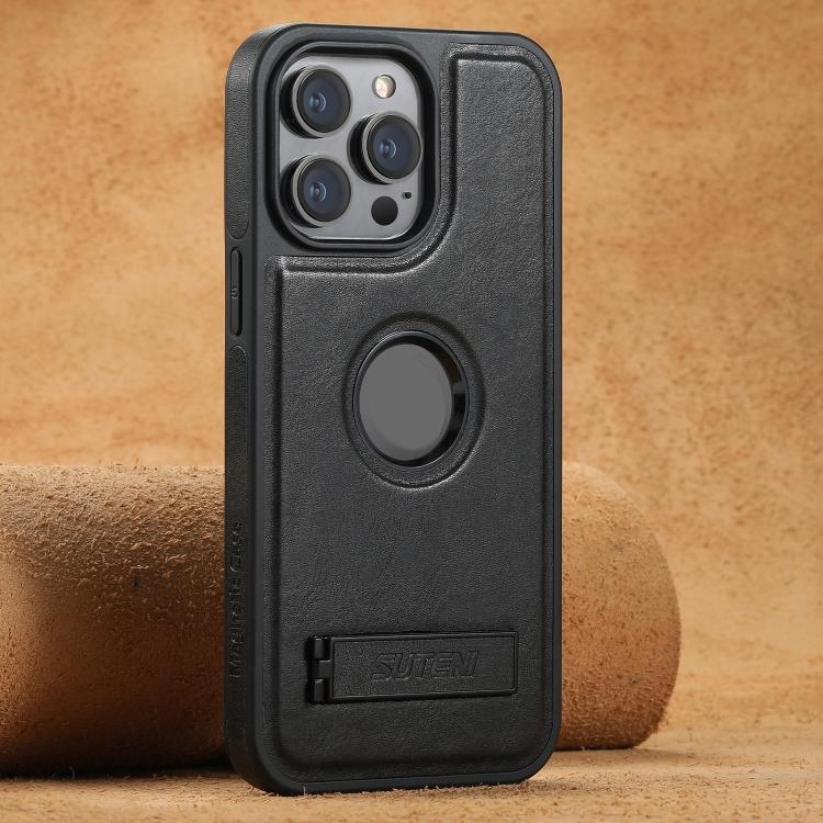 Suteni G2 Magsafe Oil Wax Leather Back Phone Case with Holder