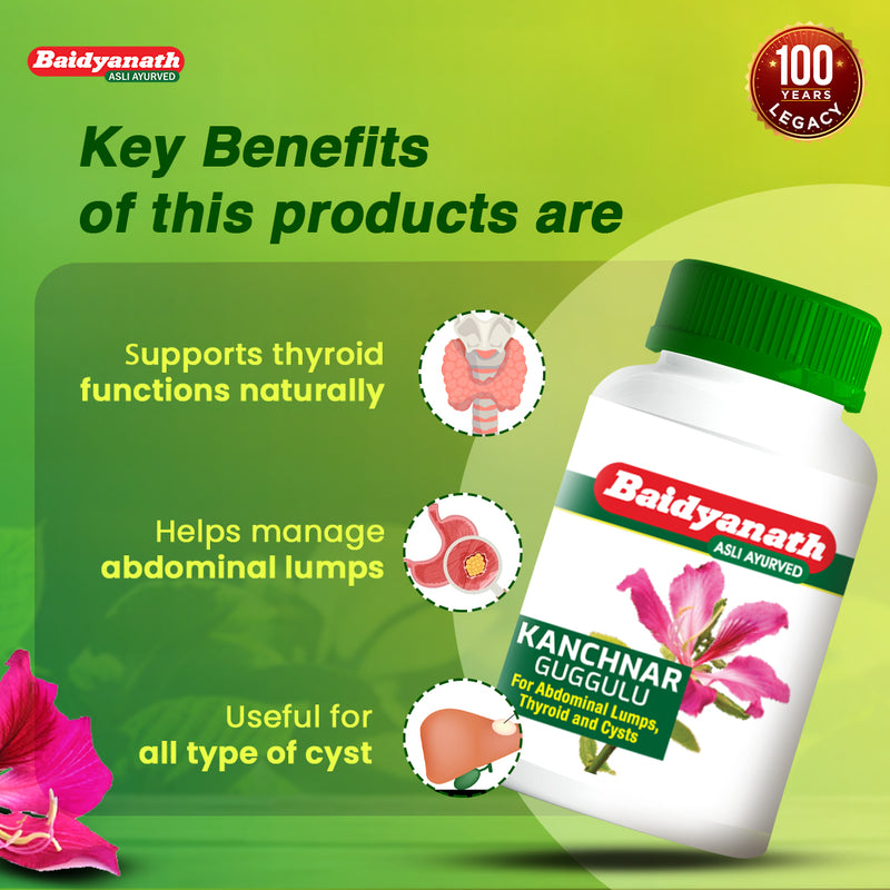 Baidyanath Kanchnar Guggulu Ayurvedic Herbal Supplement with 12 Traditional Herbs for Daily Wellness 80 Tabs X Pack of 2