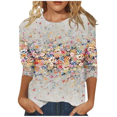 Camicie con maniche a 3/4 da donna T-shirt grafiche con stampa carina camicette Casual taglie forti Top basic Pullover