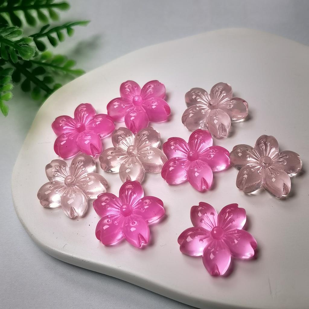 100Pcs Pink Cherry Blossom Cherry Resin Flat Back Cabochons for Hairpin Scrapbooking DIY Jewelry Craft Decoration Accessories