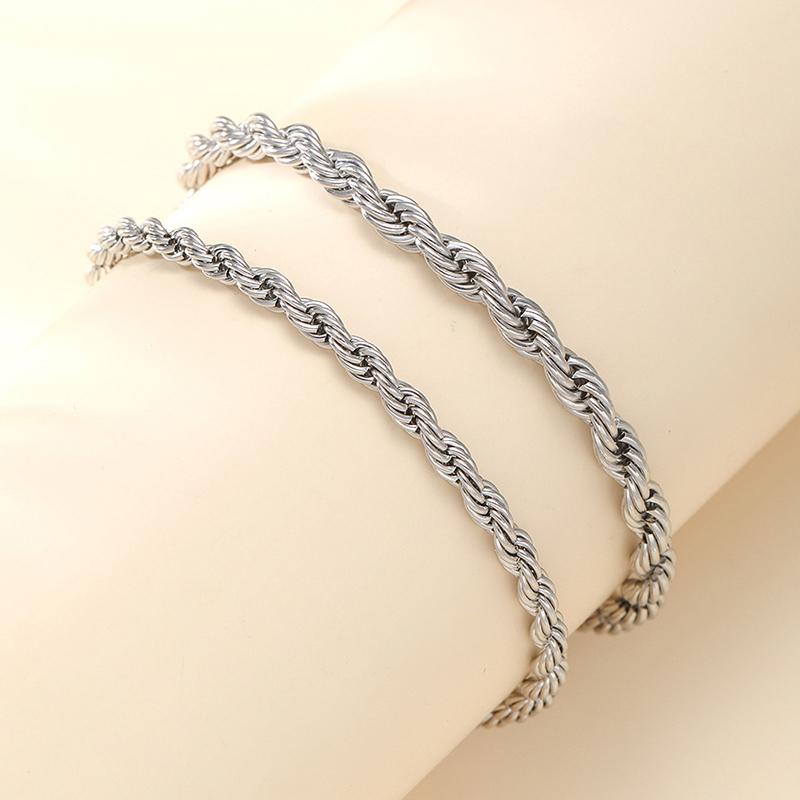 2Pcs Versatile Trendy Twisted Rope Chain Couple Bracelets For Women Men Simple Bracelet Set Jewelry Accessories Gift