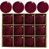 12pcs Christmas Tree Hanging Ball Decoration 2.4Inch Velvet Christmas Ornaments Balls Flocked Shatterproof Plastic Xmas Tree Ball for Party Holiday