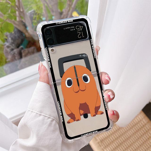 

Роскошный чехол с изображением аниме «Человек бензопилы» для Samsung Galaxy Z Flip 3 4 5G Funda Z Flip3, прозрачный жесткий противоударный чехол из ПК, чехол для телефона Samsung Z Flip4 5G