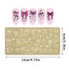 12X6Cm Golden Rectangular Nail Stamping Plates Bowknot Butterfly Flower Fireworks Designs Nail Art Template For Diy Nail Decor