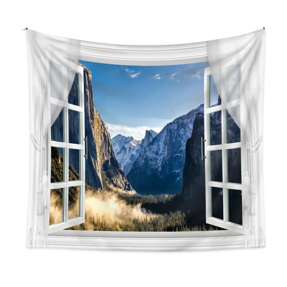 Home Wall Decoration Tapestry Outside The Window Natural Scenery Background Hanging Cloth Bedroom Living Room Tapestry