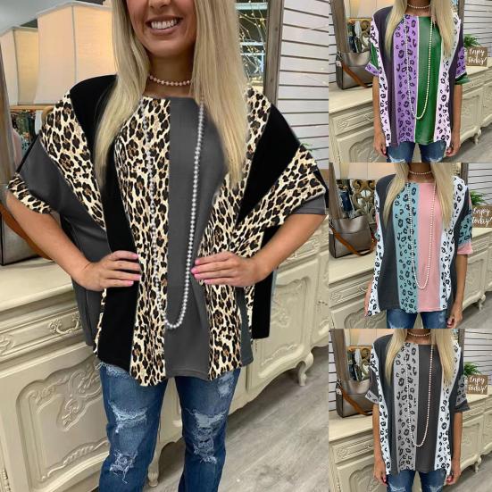 

Женские топы с круглым вырезом, свободная строчка, женская футболка с леопардовым принтом для свиданий 2XL чёрный