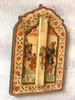 Handmade Carved Wooden Inlay Window: Painted Indian King Decor