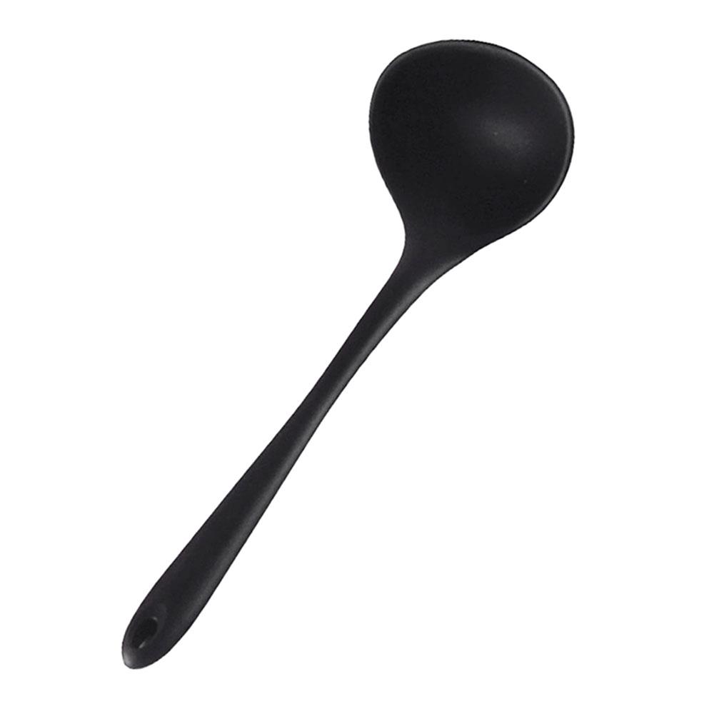 Silicone world Long Handle Soup Spoon Scoops Long Handle Porridge Spoon Rice Ladle Scoops public spoon Kitchen Tool Cooking Tool чёрный