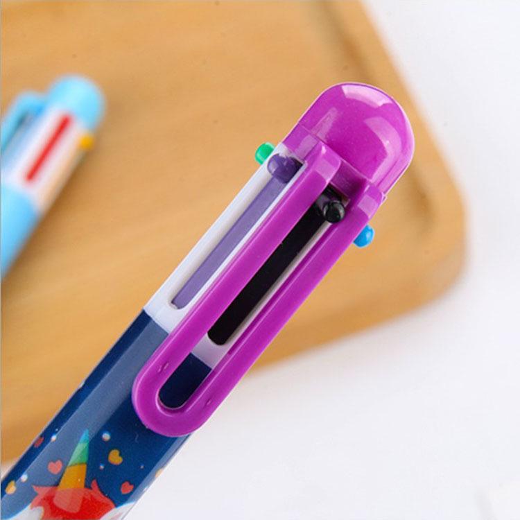 Cute Cartoon 0.5mm Multicolor Ballpoint Pen Set - No Ink Leakage, Press-Type for Bullet Journals (6 Colors).