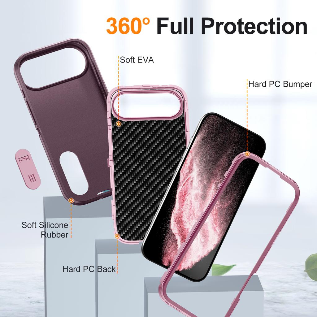 For iPhone Air Case Case Kickstand Phone Cover PC + Silicone + EVA 3-in-1 Design