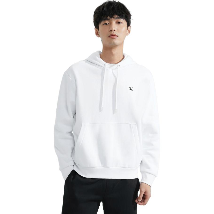 Calvin Klein Ck Embroidered Letter Fleece Hoodie Men hoodies Moonlight-White 40QM431-YAA
