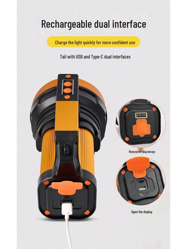 Rechargeable High-Power LED Xenon Spotlight: Super Bright, Long Range, Handheld for Outdoor, Home, Patrol & Mining