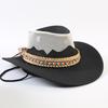 Western cowboy hat men and women summer breathable sunscreen visor hat big brim outdoor travel straw top hat