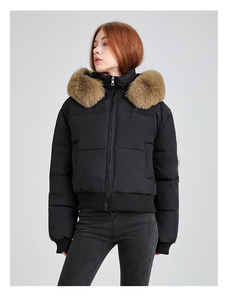 Women's Faux Fur Hooded Down Jacket - 2025 Winter Short Puffer Coat