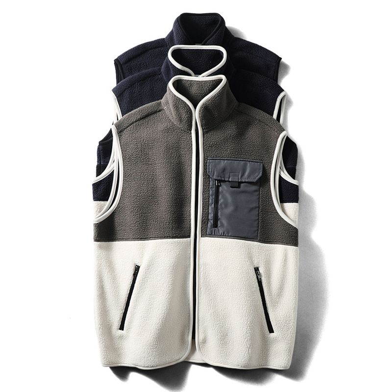 Japan Fashion Retro Double-sided Polar Fleece Vest Men's Autumn and Winter Outer Wear Warm Vest Outerwear Foreign Trade Men's Clothing Vest
