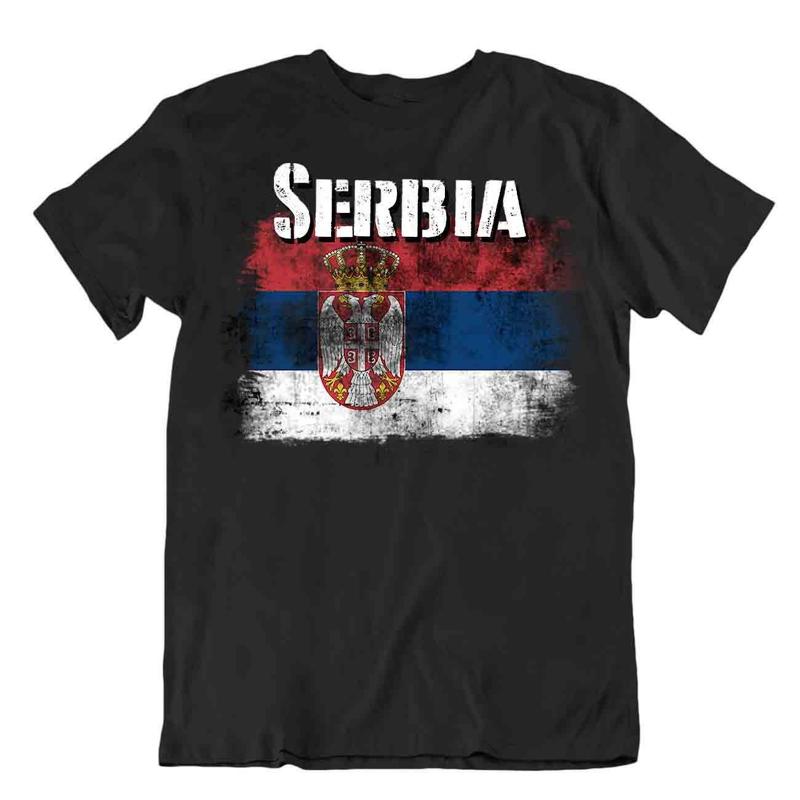 Serbia flag Tshirt T shirt Tee top city map Great SOUVENIR Basic TEXTILE