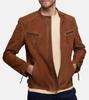 AL KHALID Men's Brown Suede Jacket 100% Pure Stylish Slim Fit Jacket Biker