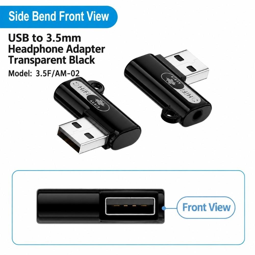 90 Degree Headphone Audio Converter Reversible USB USB Audio Dongle  Laptop Audio
