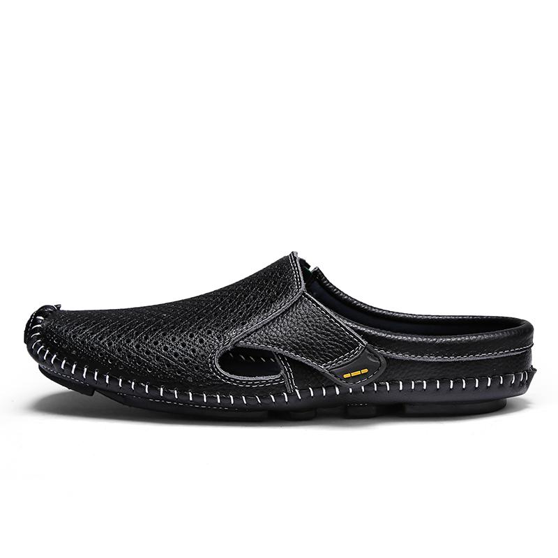 Men Half Loafers Mens Slip On Shoes Men Casual Genuine Leather Breathable Driving Slippers Brand Men's Shoes Moccasins For Man
