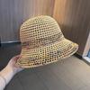 Summer New Style Straw Fisherman Hats Women's Breathable Face-Showing Small Bucket Hat Large Brim Anti-Uv Straw Hats