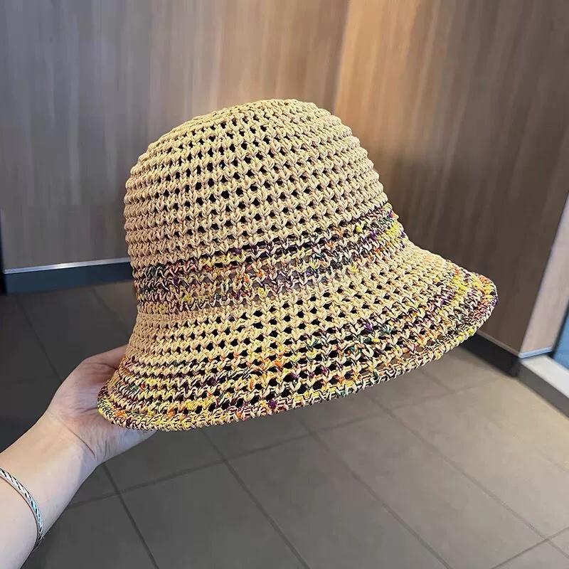 Summer New Style Straw Fisherman Hats Women's Breathable Face-Showing Small Bucket Hat Large Brim Anti-Uv Straw Hats