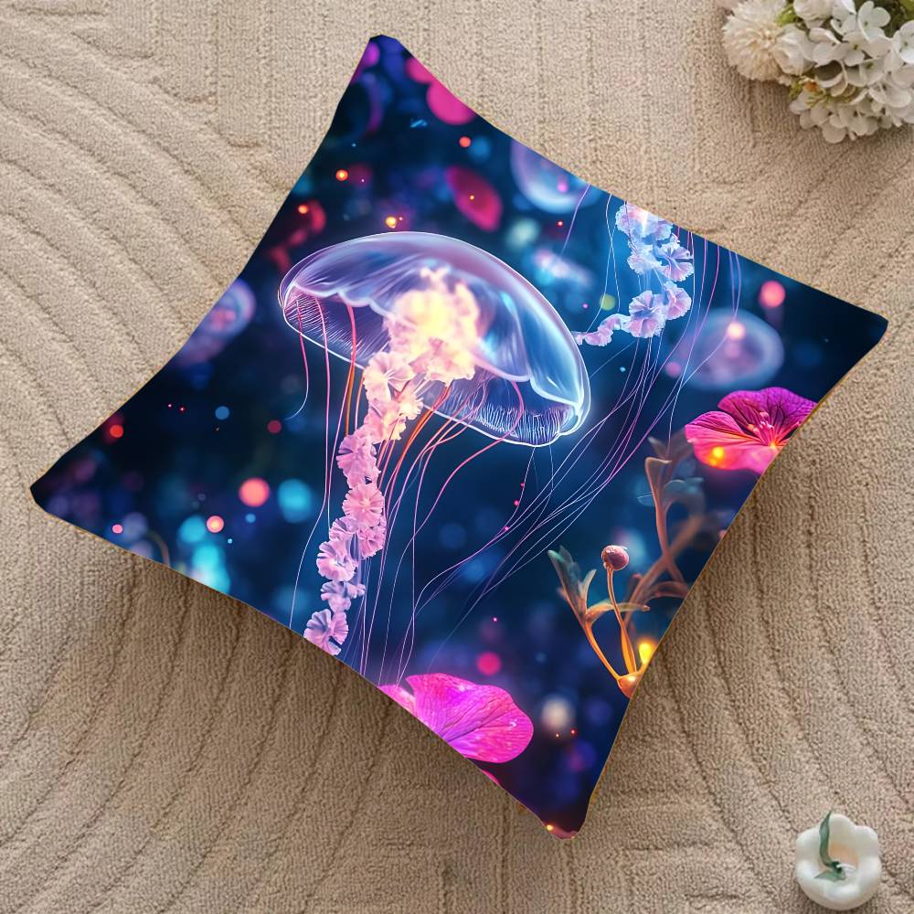 Beautiful Marine Life Jellyfish Pillow Case Home Decor Throw For Sofa Bed Car Room Decor Gift Idea