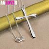 925 Sterling Silver Long Cross Pendant Necklace Jewelry