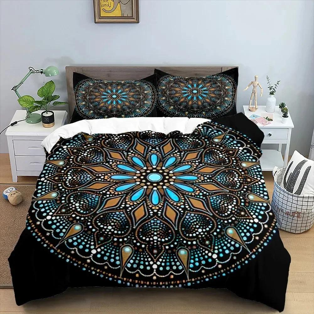 Mandala Duvet Cover Set King Queen Twin Full Size Moon Sun Eye Boho Chic Floral Polyester Quilt Cover for Kid Boys Bedding Set