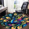 1pc Peacock Feathers Office Round Area Rug, Under Office Chairs Bedroom Living Room Home Decor, Room Deco