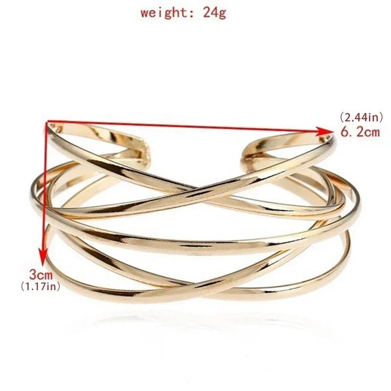 Punk Hollow Alloy Bangles for Women Gold Silver Color Cuff Bracelet Open Adjustable 2025 Fashion Jewelry New