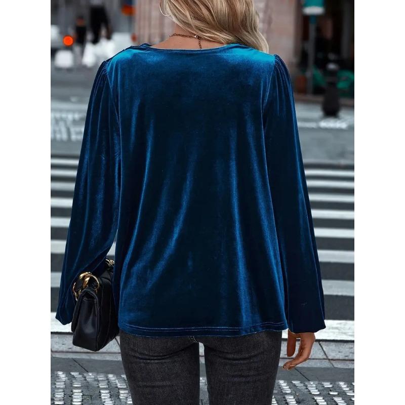 Autumn/Winter T-Shirts Women's Clothing Korean Velvet Pile Collar Women's Long Sleeve Top Women