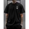 [Casual T-Shirt] Men's Black Peach a Poker Pattern Casual T-Shirt-Soft Blending, Round Neck, Short Sleeve, Machine Washable