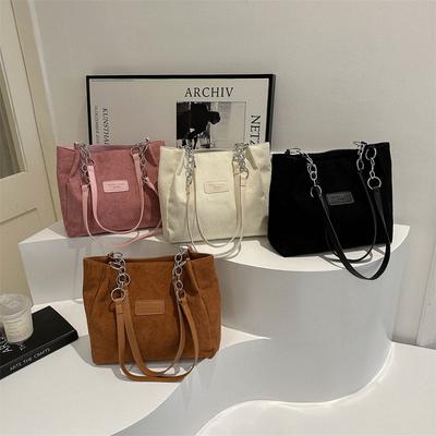 Corduroy Large-capacity Bag Women's Shoulder Bag Niche Design Commuter Satchel Popular Velvet Tote