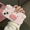 Niedliche Cartoon 3D Schwein Nasenhalterung Silikon Rosa Handyhülle für iPhone 14 13 12 11 Pro Max Ins Korea Schöne stoßfeste Soft Cover
