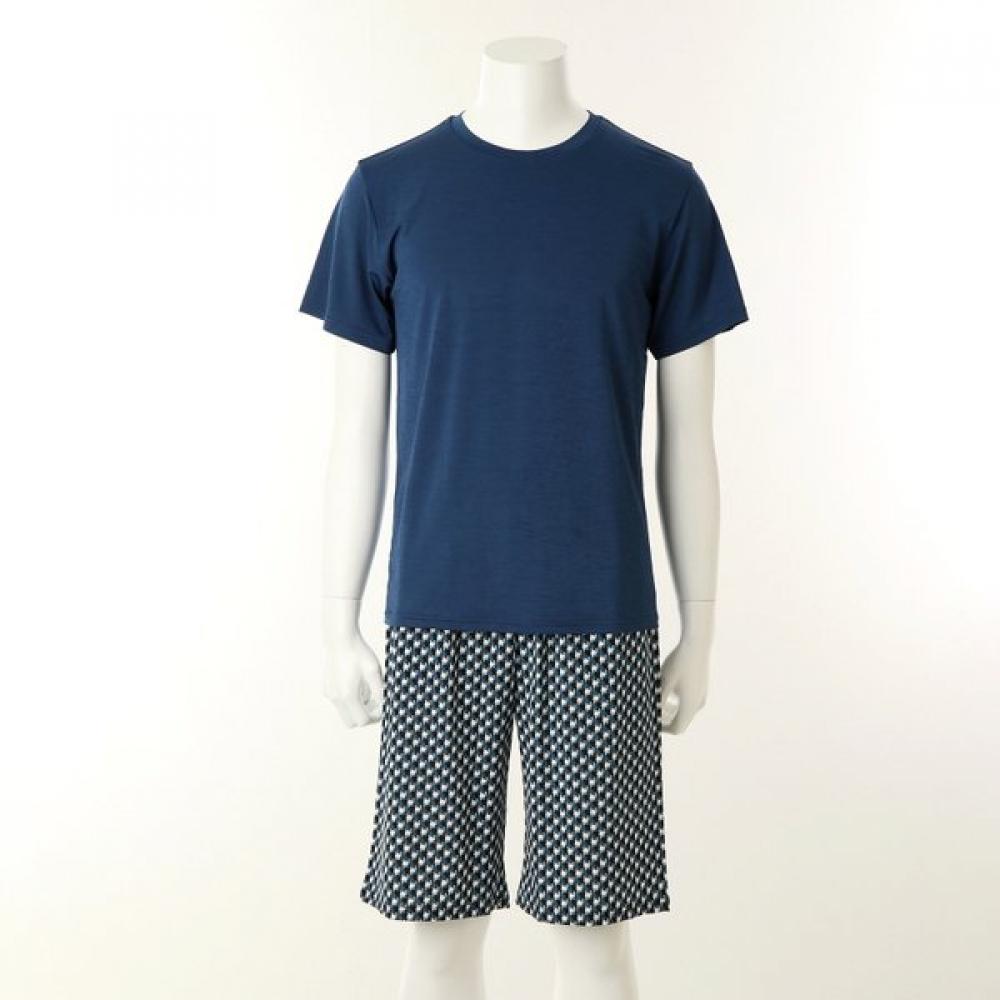 VenuS Linen Cool Geometric Pattern PantS Men S bottomS Single Indoor Wear Vep39 navy/95