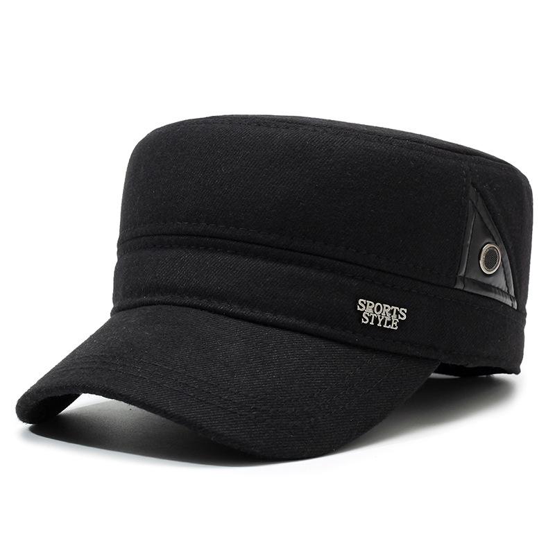 Hüte für Mittelalte und Ältere Herren Winter Mittelalterliche Mütze Saisonale Wollene Ohrenschützer Warm Alte Männer Papa Flache Oberteilmütze