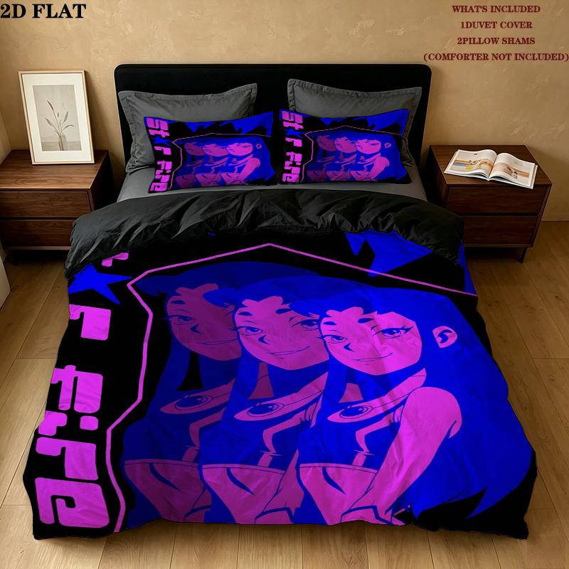 Tits Teen Titans Pattern Bedding uilt Set uilt Cover Pillowcase Home Decoration Birthday Gift (1 * duvet cover + 2 * pillowcase without core)
