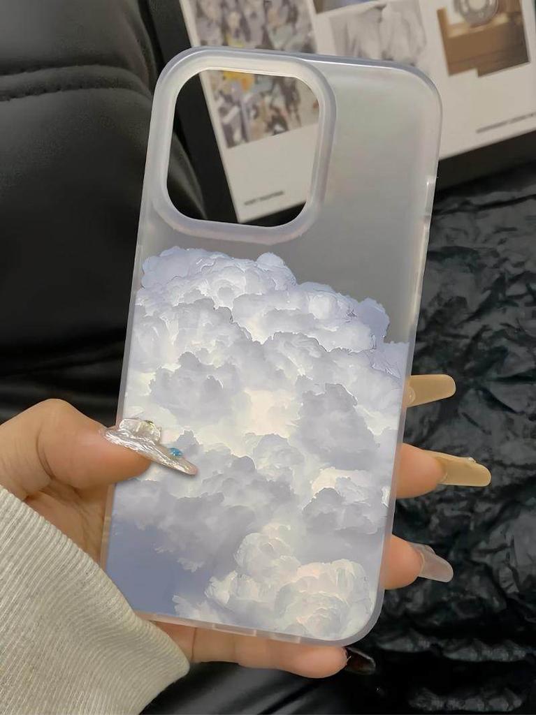 Matte Clear Phone Case For iPhone 17 17E 16 16E 15 14 13 12 11 Pro Max Plus Air White Cloud Soft TPU Shockproof Cover