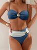 2025 European & American Color-Block Split Bikini with Button Detail - Sexy Fashion Women's Swimsuit