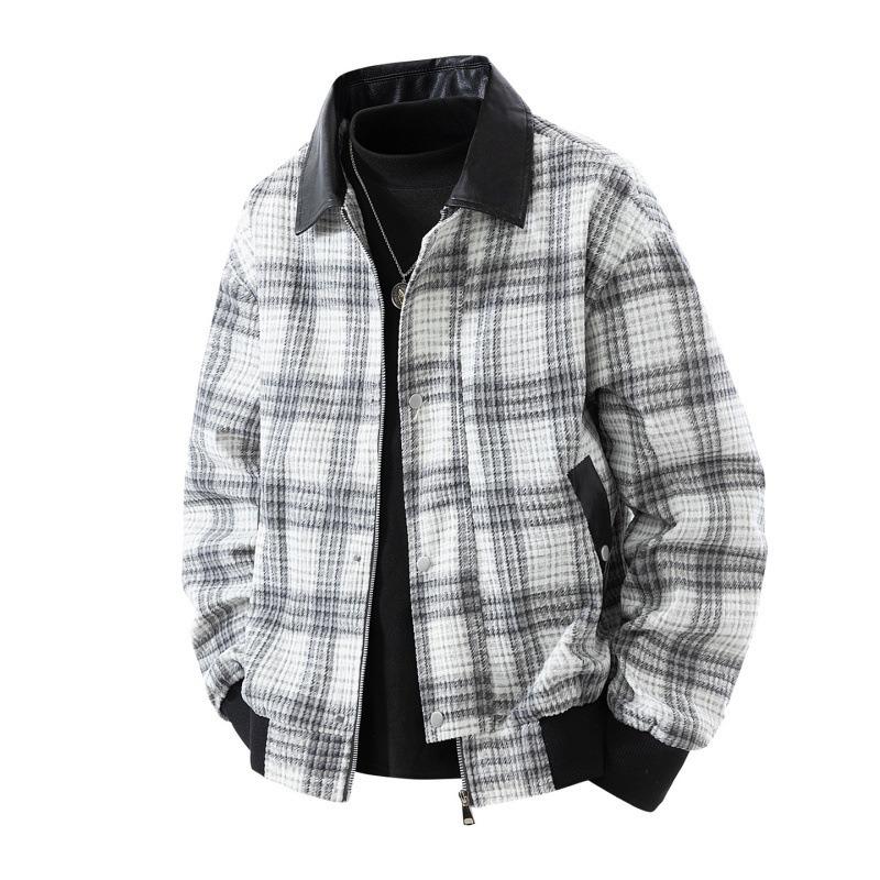 Autumn and Winter New Street Hooded Sweater Jacket Trendy Brand Loose Plaid Splicing Casual Personalized Cardigan