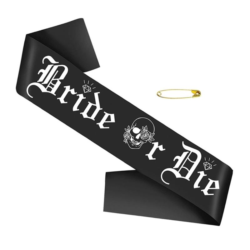 Bride or Die Sash for Bridal Shower Bachelorette Party Wedding Engagement Party Favors Satins Sash with White Lettering чёрный
