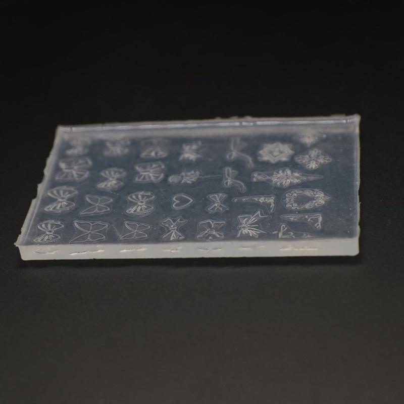 Thin Silicone Nail Art Mold Transparent Bowknot Stamping Plate Nails Stencils DIY Manicure Mould Tools for Manicurists