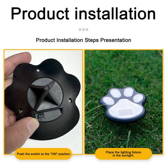 Yousheng Dog Paw Solar Light, Cute Paw Garden Pathway Light, Waterproof Solar Outdoor In-Ground Light for Pet Lovers Patio Lawn