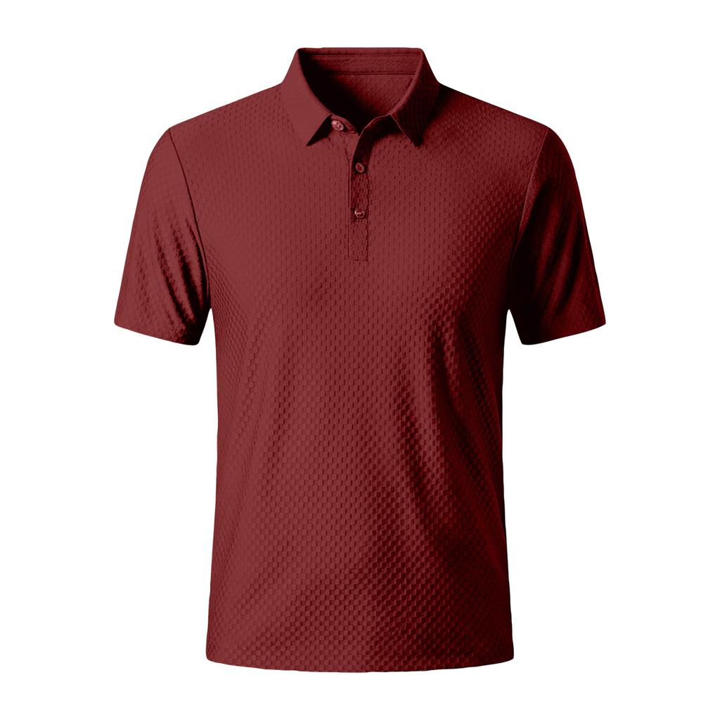 Men's Summer Ice Silk Mesh Short Sleeve Polo Shirt Button Front Breathable Lightweight Casual Top for Outdoor Activities